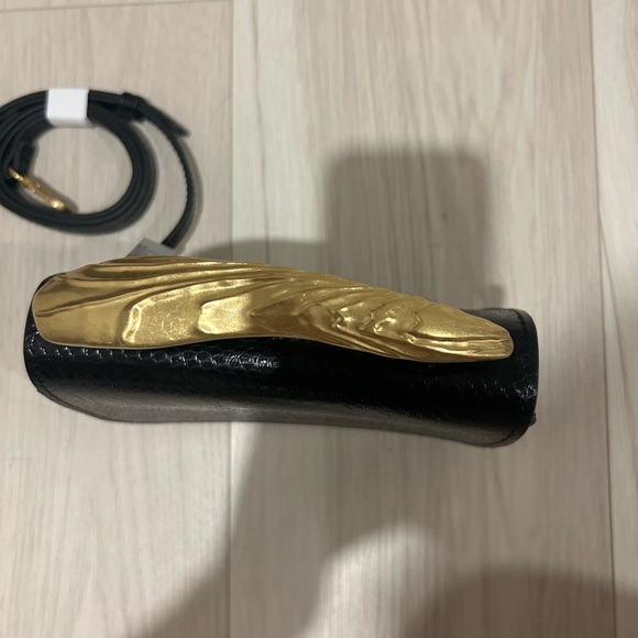 Zara Gold Leaf handle croc Clutch or cross body - Picture 3 of 4